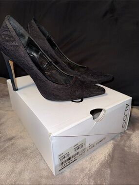 Aldo Black Lace Pointed-Toe Stiletto Pumps